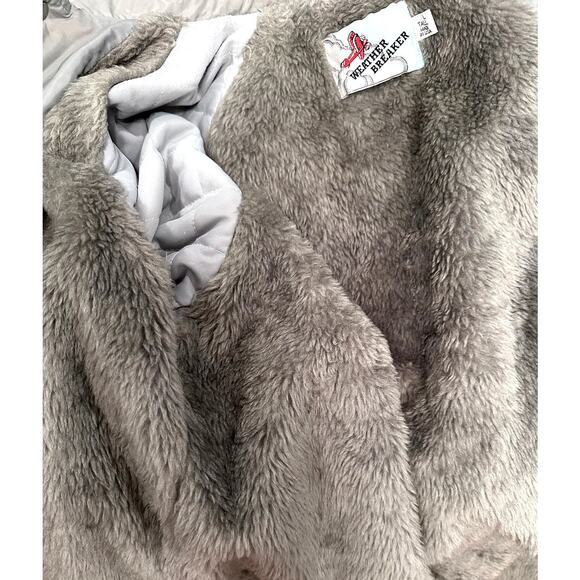 Vintage Men's Sherpa Lined Coach Jacket 80s 90s Gray Large Tall - Picture 11 of 14